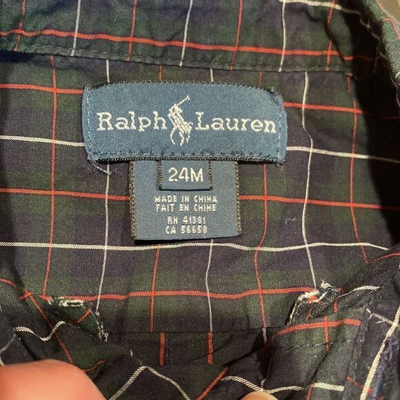 Ralph Lauren Button Down Plaid 24 mo - Picture 4 of 5
